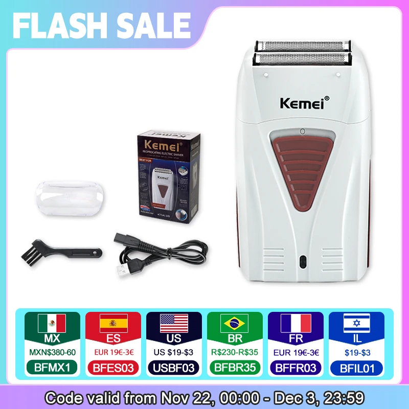 Kemei-3382Professional Rechargeable Hair Clipper 0mm Bareheaded Hair Removal Razor High Quality Electric Shaver for Men Cordless