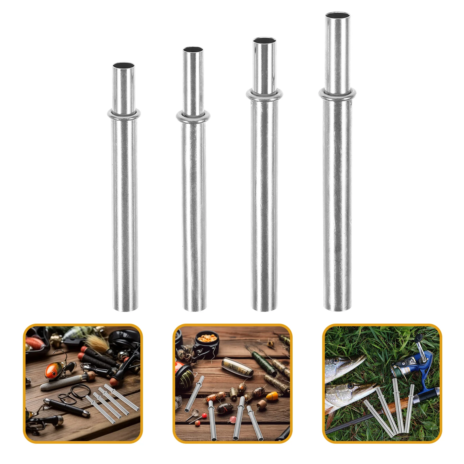 

4 Pcs DIY Pole Accessories Tool Stainless Steel Rod Repair Tubes Fishing Tools Broken Telescopic Connector Supplies