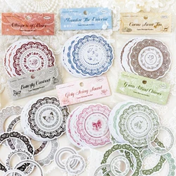 JIANQI 20 pcs Vintage INS hollowed out circular border note can be torn hollowed out ring DIY Decorative Sticker Pack Stickers