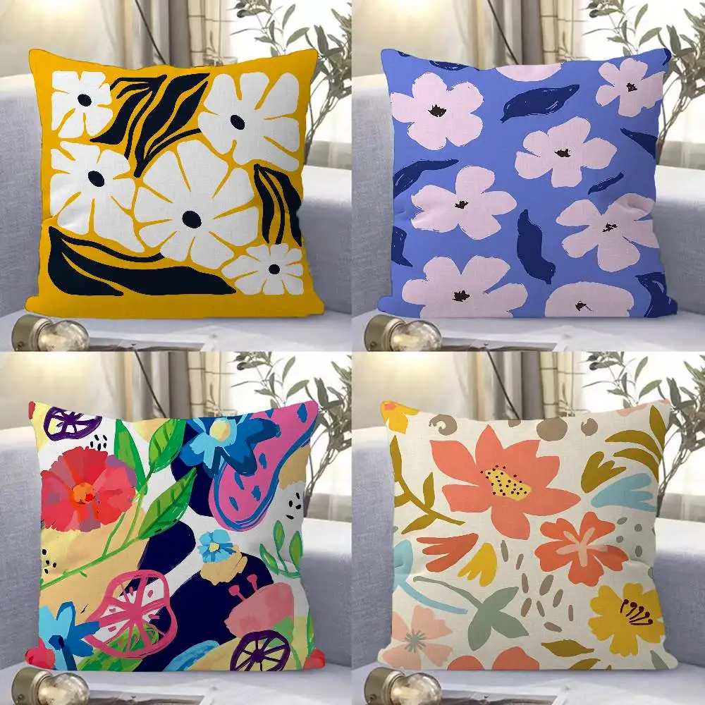 Abstract Flower Market Cushion Cover Car Throw Pillow Case For Sofa Car Christmas Gift 40x40cm 45x45cm