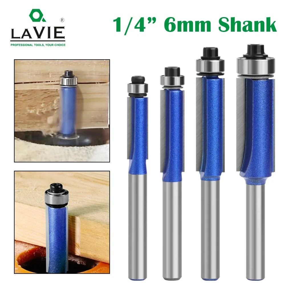

LAVIE 1PS 6mm 1/4inch Shank High-Quality Milling Cutter Flush Trim with Bearing Router Bit Set for Woodworking Tools Router Bit