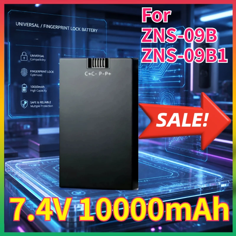 High Quality 7.4V 10000mAh Full-automatic Smart Fingerprint Lock Lithium Battery for ZNS-09B ZNS-09B1【C+C-P-P+】Compatible