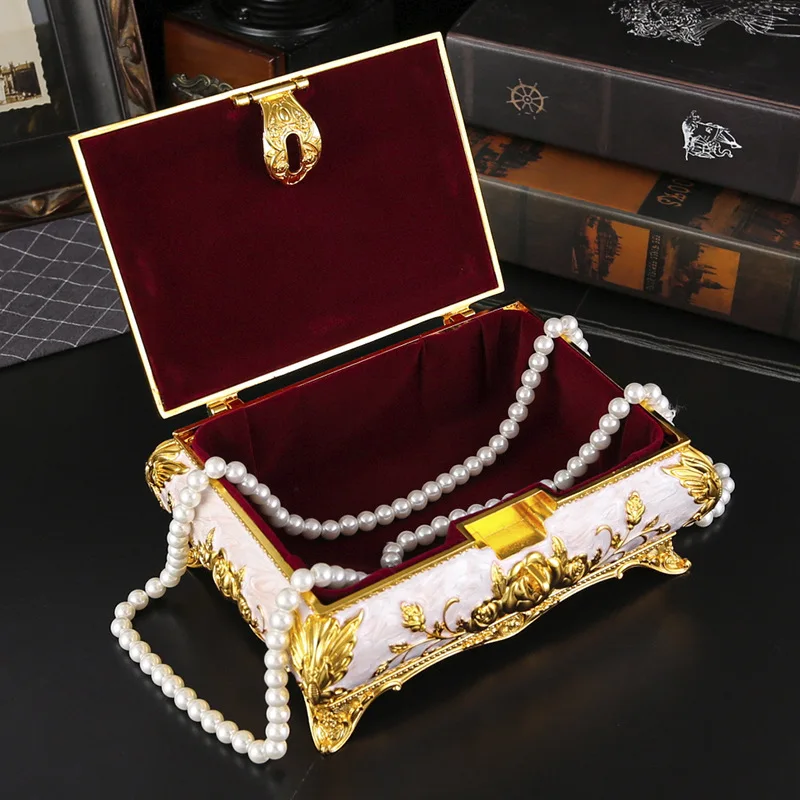 Luxury Large Zinc Alloy Jewelry Storage Box Organizer For Women Girl Jewelry Box For Necklace And Earrings