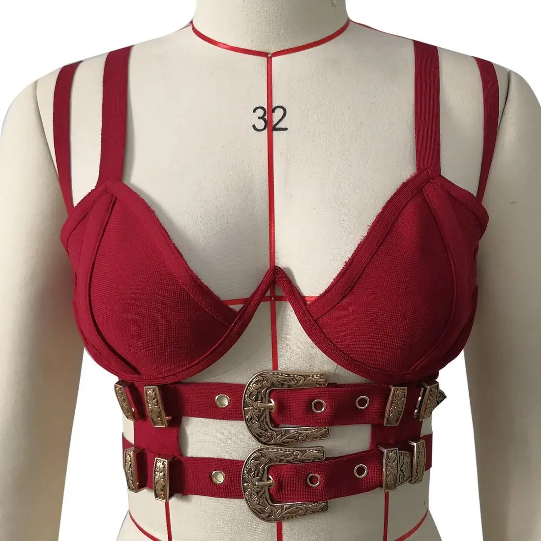 

Sexy Low Cut Hollow Belt Bule Strap Vest Par Performance Faion Single Item Women's ort Length Inner Wear Tee Acetat...