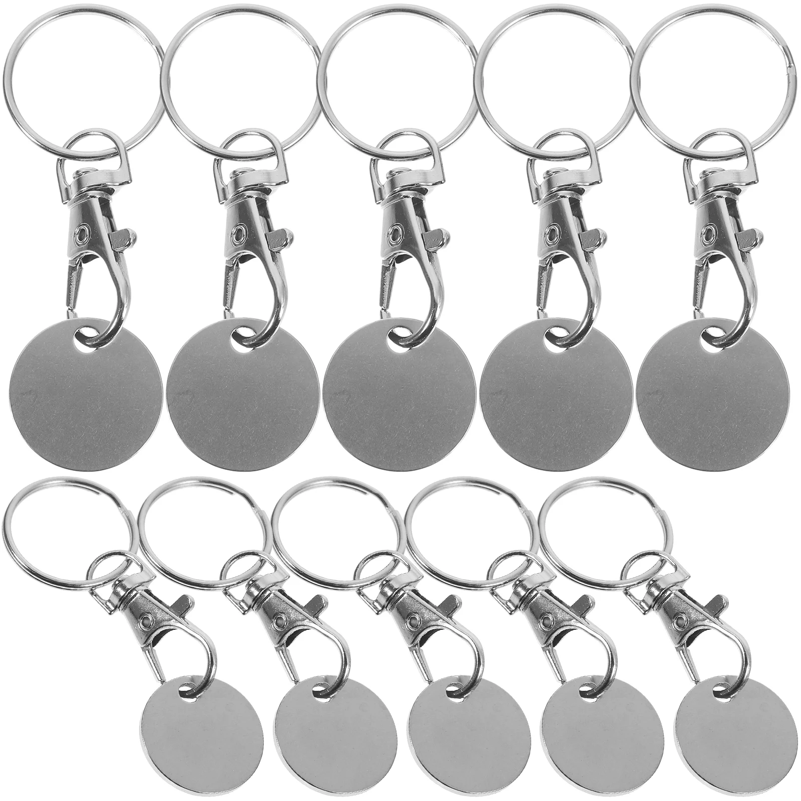 10Pcs Shopping Trolley Tokens Keychain Pendants Trolley Cart Token Metal Keyring Ornaments trolley token key ring