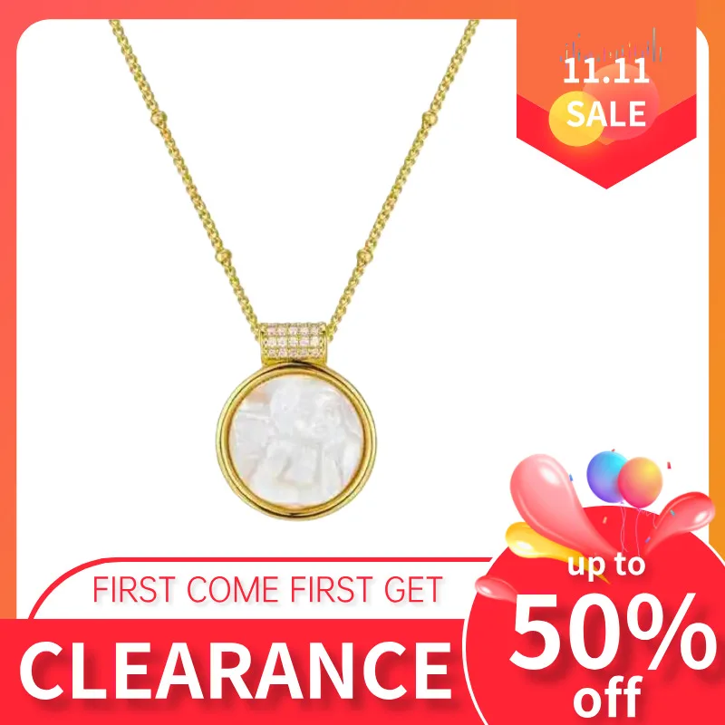 

GEEZENCA, белая ракушка, ангел, стерлинговое серебро 925, позолоченное ожерелье с подвеской, распродажа, ограниченный на складе, первый, получите