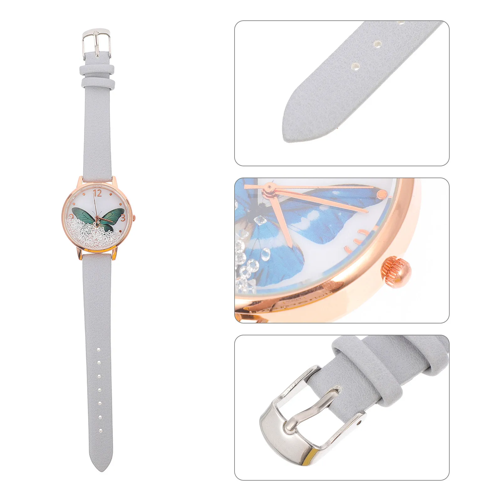 1Pcs Elegant Alloy Quartz Watch Imitation Strap Creative Design Suitable Any Clothes Gift for Ladies Butterflies Watch