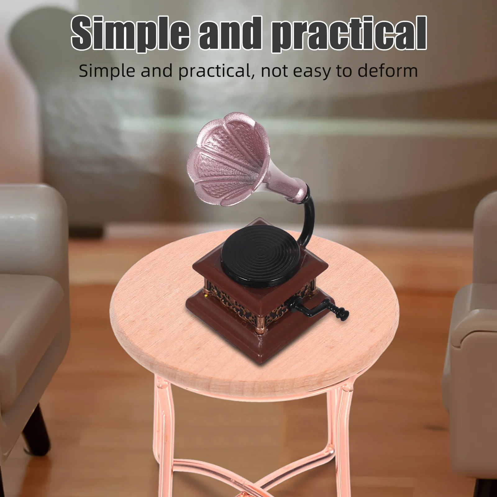 

Retro Miniature Vintage Phonograph Record Player Sculpture Small Musical Instrument Ornament for Retro Home Decor Display