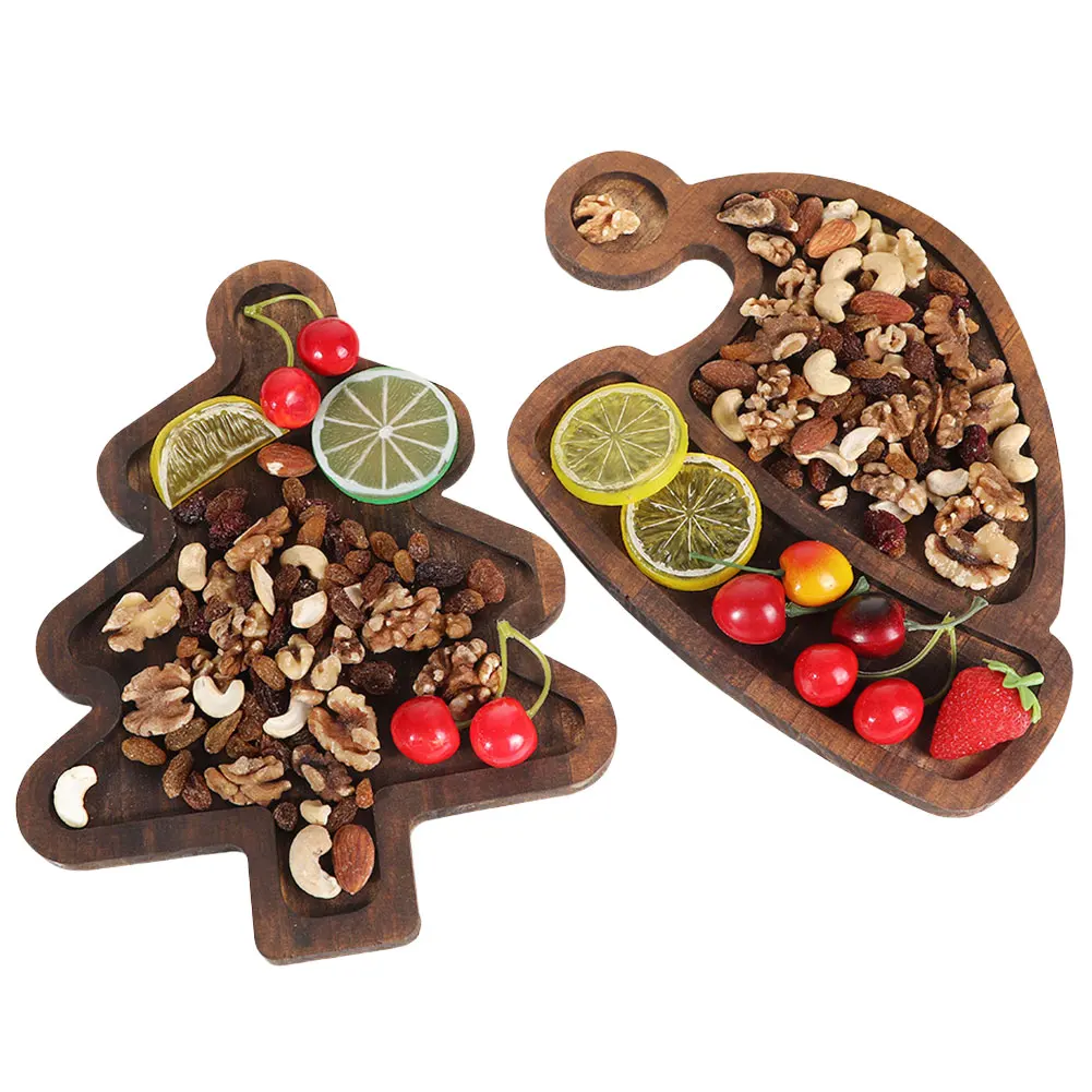 Christmas Tree/Hat Appetizer Platter Wooden Cookie Tray Decorative Tray for Food Appetizers Desserts Snacks Sushi