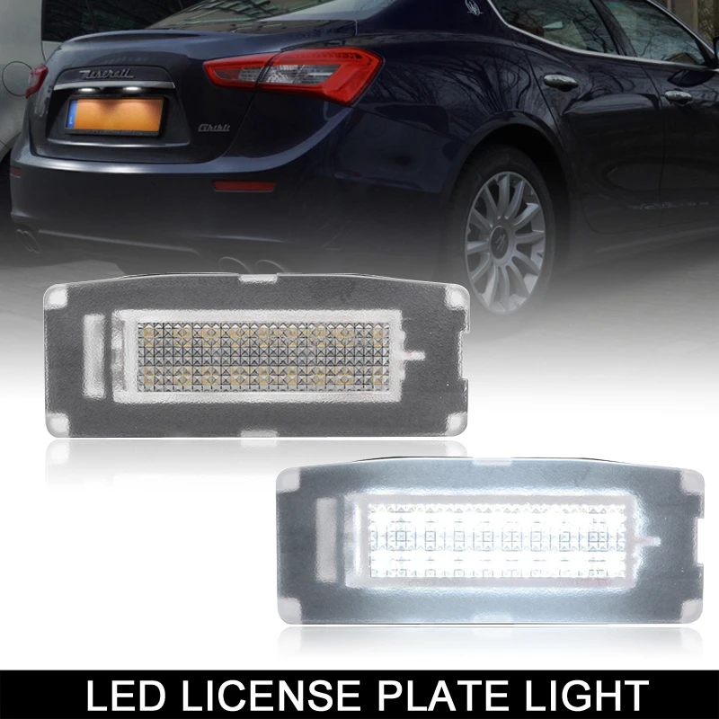 2Pcs White LED Ligth For Maserati Ghibli M157 2014-2020 Car Rear High Brightness White LED License Plate Light Number Plate Lamp