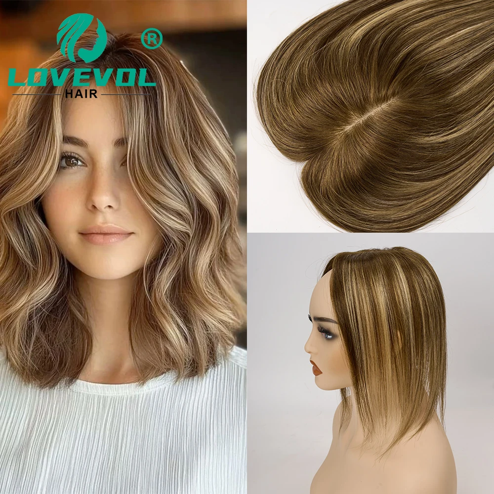 

Lovevol 7*11 см Т-образный топпер на шелковой основе, цветной топпер из натуральных волос с зажимами для волос, средняя часть для женщин от 10 до 14 дюймов