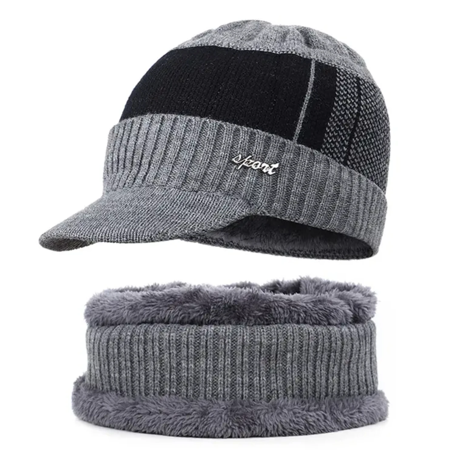 Men's New Knitted Hat And Scarf Set - Keep Warm in Autumn and Winter with this Windproof Cotton Hat and Woolen Neck Sleeve