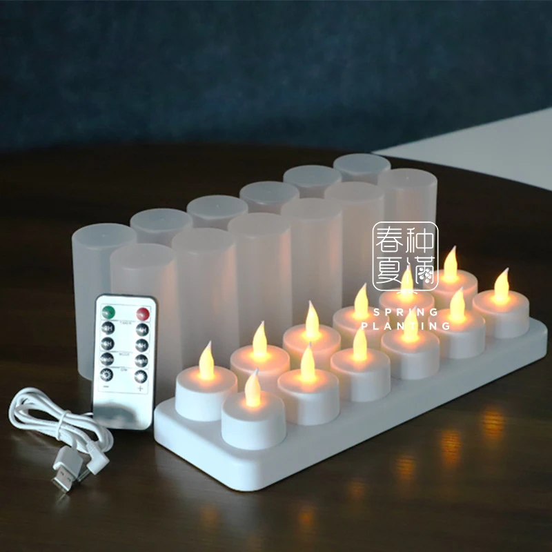 SPRING PLANTING Home Wedding Decoration Remote Control Flameless Lights Rechargeable LED Candle