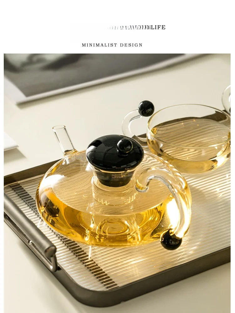 

Tlife Another Heat Resistant Transparent Glass Tea Set with Filter for Home Use Floral Tea Utensils Japanese Sle Handmade