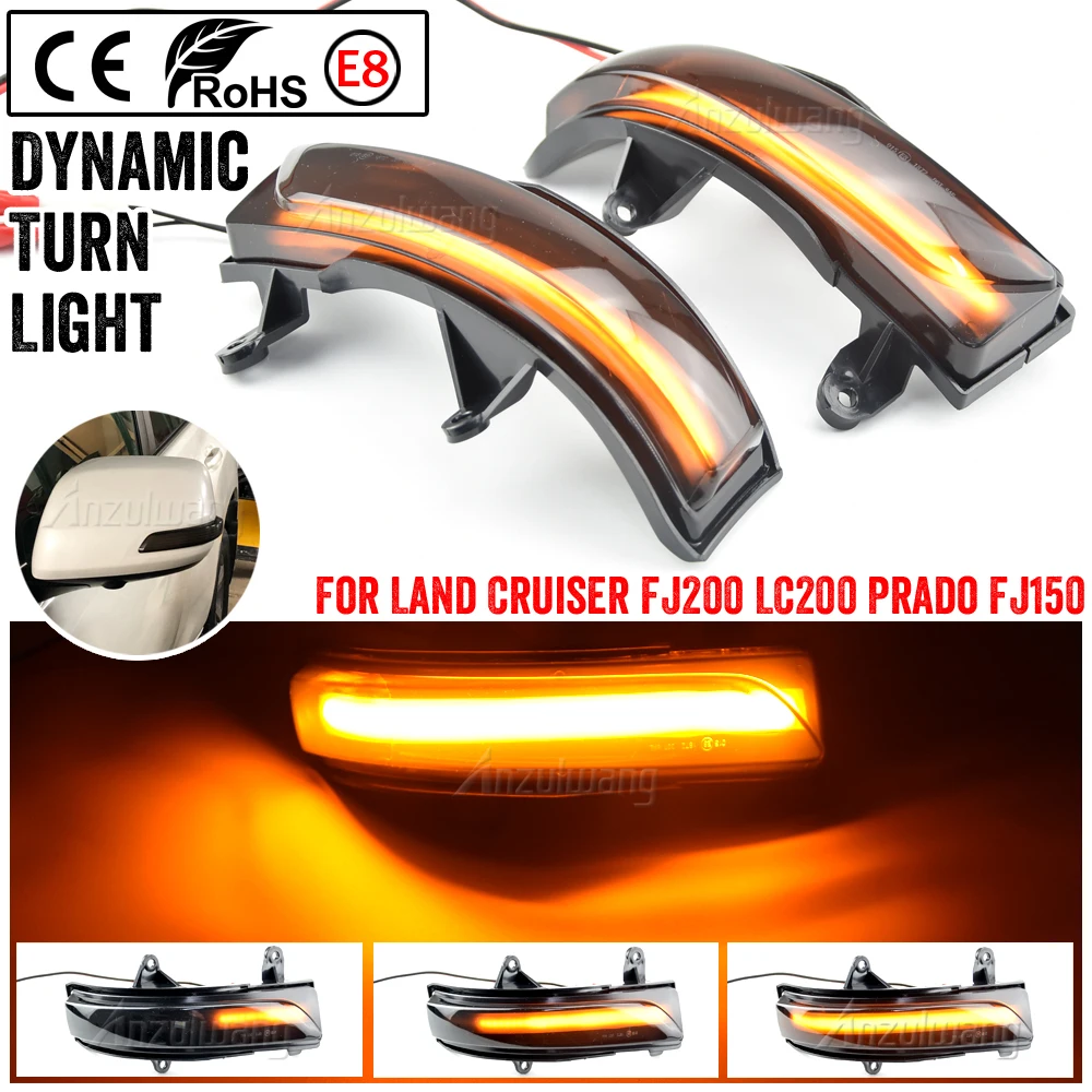 Car Side Mirror Lamp LED Dynamic Turn Signal Light Blinker Indicator For Toyota Land Cruiser FJ200 LC200 Prado FJ150 2010- 2020