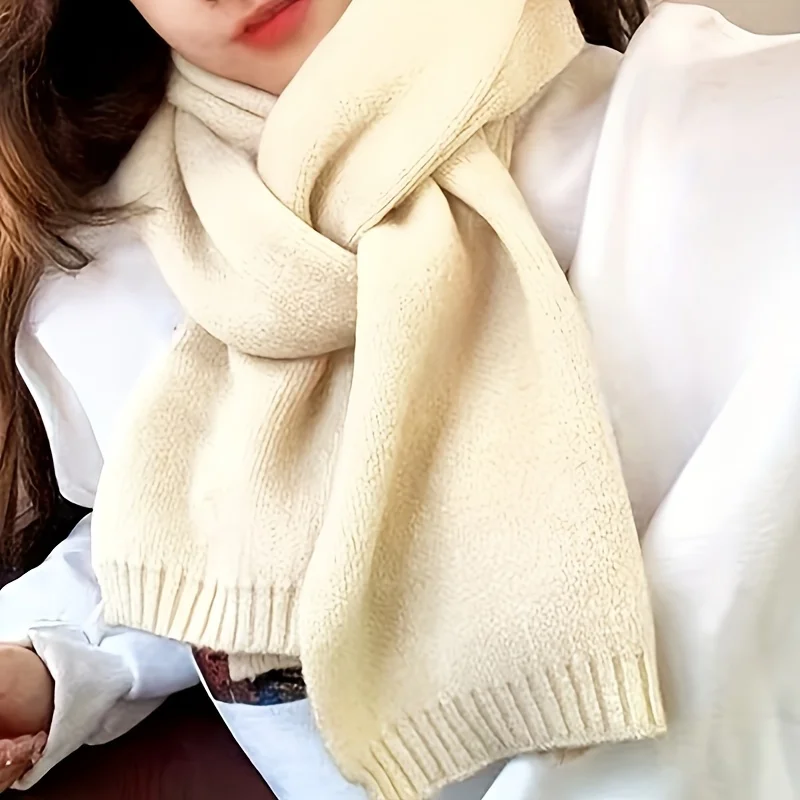 Korean version Knitted Scarf Women Winter Simple Classic Solid Color Wraps Men Couple Scarf New Soft Warm Thermal Wool Muffler