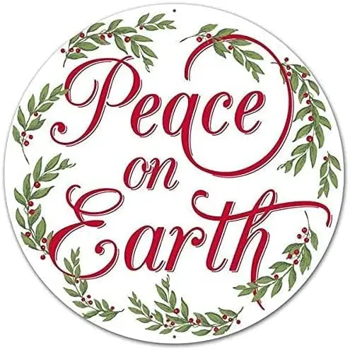 Round Tin Sign Easter Metal Peace On Earth,Christmas Sign,Holiday Metal Tin Sign Kitchen Pub Funny Novelty Coffee Bar 12x12 Inch