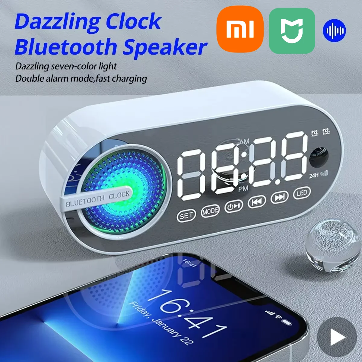 Xiaomi sveglia Caixa De Som altoparlante Bluetooth cassa audio portatile musica Radio Wireless Subwoofer FM Bocina colonna lampada basso