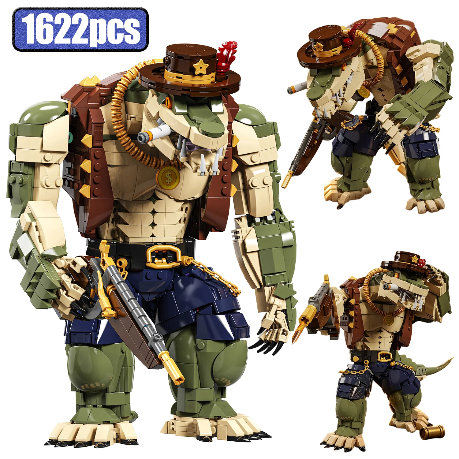 1622PCS MOC Sheriff Crocodile Creative Building Blocks Model Decoration Police Animals Bricks Educational Toys Holiday DIY Gifts