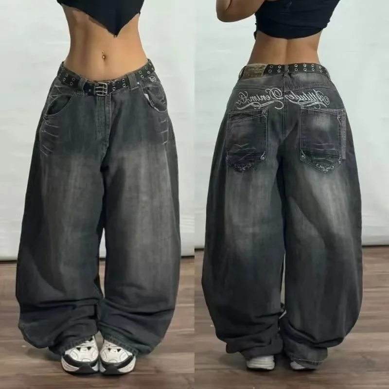 Streetwear New Fashion Oversized Print Baggy Jeans Y2K Harajuku Hip-hop Vintage Pop Gothic High Waist Wide-leg Pants Trousers