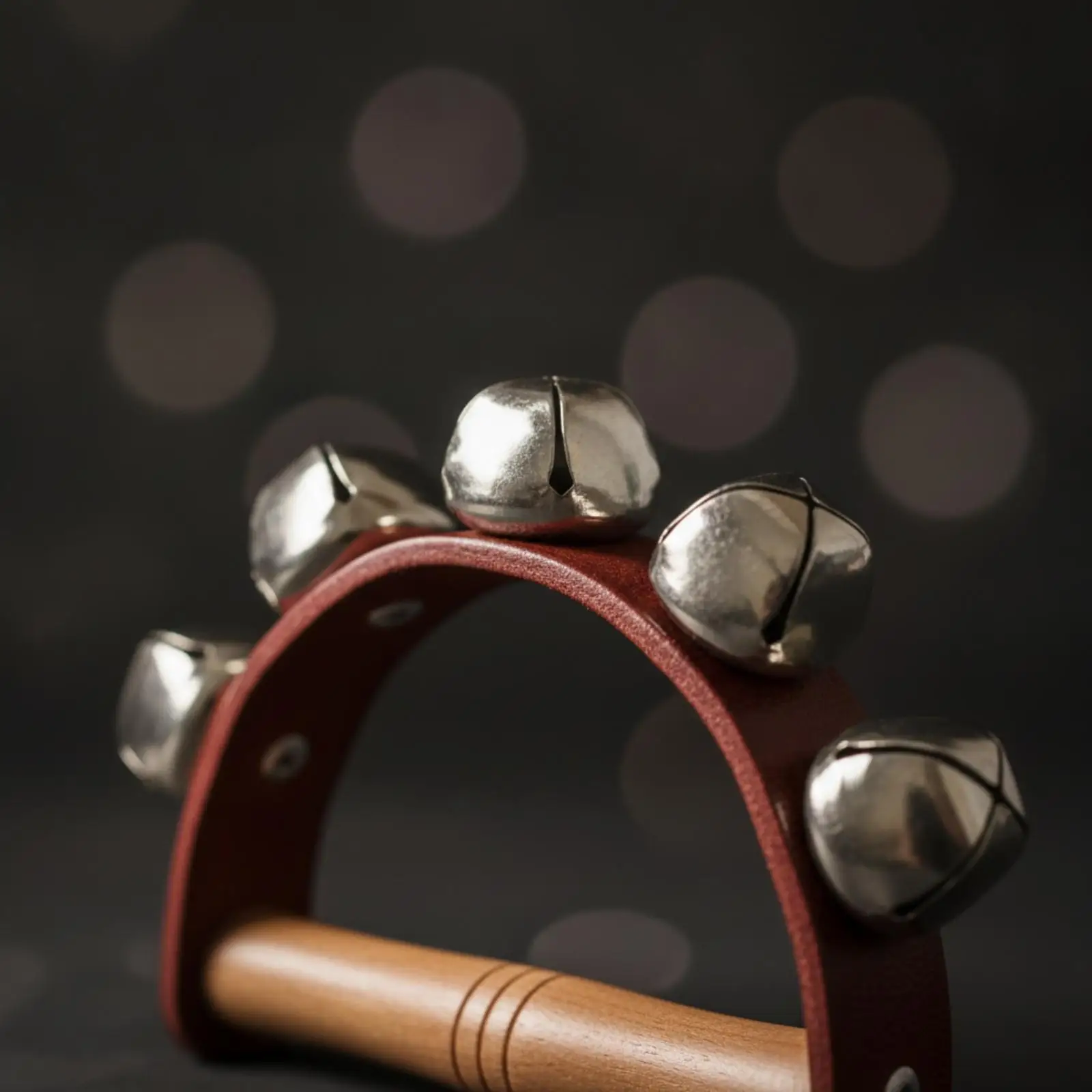 Children Music Rattle Hand Bell with Metal Bells Curved Red Frame for Rhythm Practice School Instrument