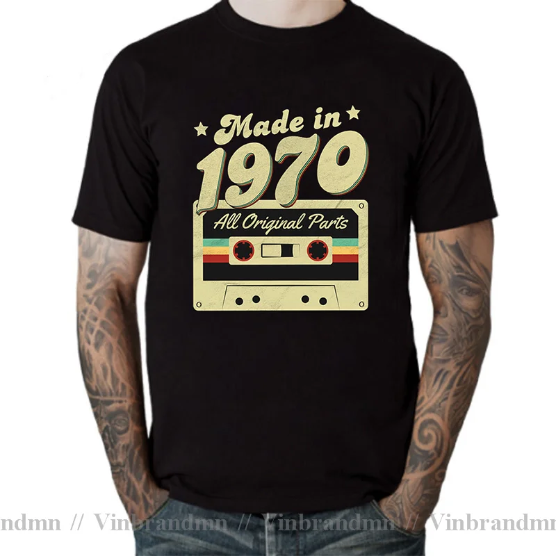 Vintage Made in 1970/1971/1972/1973/1974/1975/1976/1977/1978/1979 Cassette T shirt 50 Years Old Awesome Father Birthday T-shirt