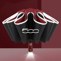 Fully Automatic UV Umbrella With LED Flashlight Reflective Stripe Reverse Large Umbrellas For Fiat 500 500x 500l panda TIPO punt