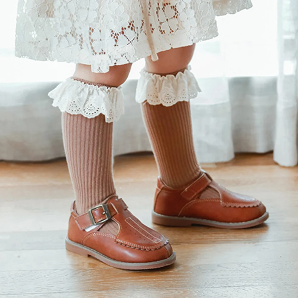 

0-8T Cute Baby Girl Socks Cotton Soft Knee High Lace Socks For Toddler Girl Autumn Infant Girl Long Socks Children Accessories