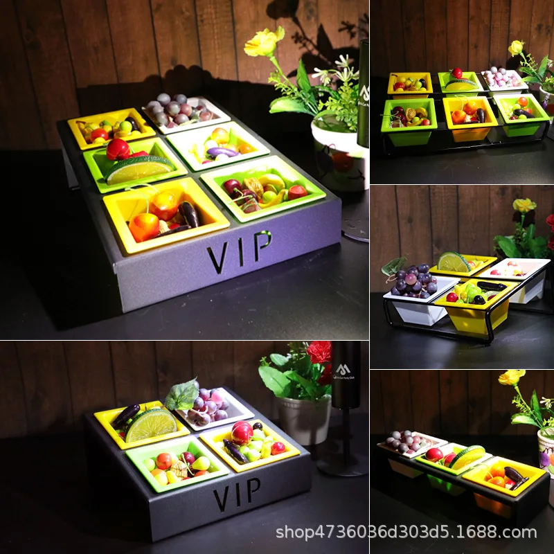 

Бар КТВ Фруктовая тарелка Креативная кованая железная VIP-сетка Фруктовая тарелка Dim Sum Закусочная тарелка Металлическая полка Фруктовая тарелка