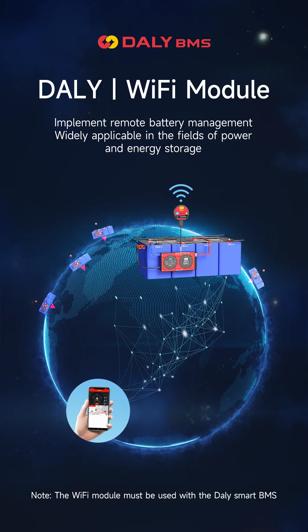 Daly WIFI Smart BMS 4S Lifepo4 8S 16S 30A 40A 120A 200A 300A 400A 500A Bluetooth APP for Inverter Solar RV