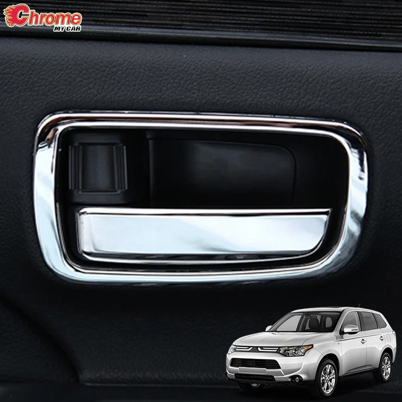 For Mitsubishi Outlander 2014 2015 2016 2017 2018 2019 Chrome Inner Door Handle Catch Cover Bowl Cup Trim Decoration Car Styling