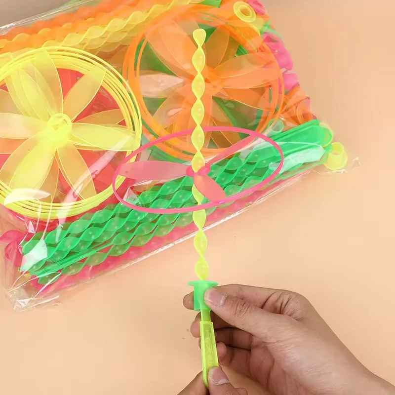 20pcs Hand pushed UFO Fairy Plastic Rotating Ring Flying Apsara Training Children's Sports Toys Student Gifts Outdoor Children