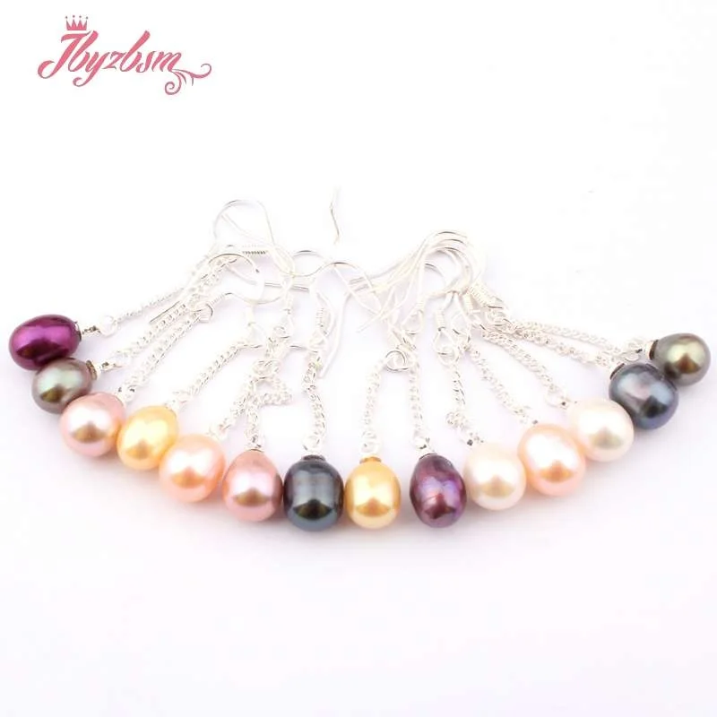 Natural Oval Freshwater Pearl Tibetan Silver Dangle Gorgeous Hook Earrings 1 Pair Fashion Women Bridal Engagement Jewelry