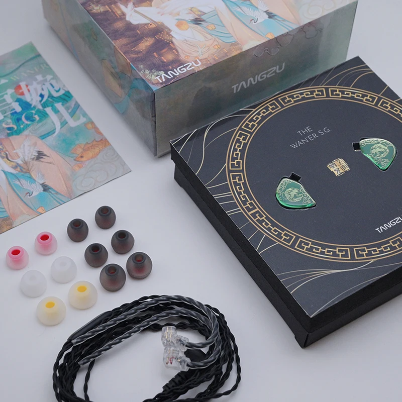 Tangzu wan er sg jade verde alta fidelidade l plug in-ear earbud 10mm driver dinâmico fone de ouvido 0.78mm 2pin cabo swappable com microfone