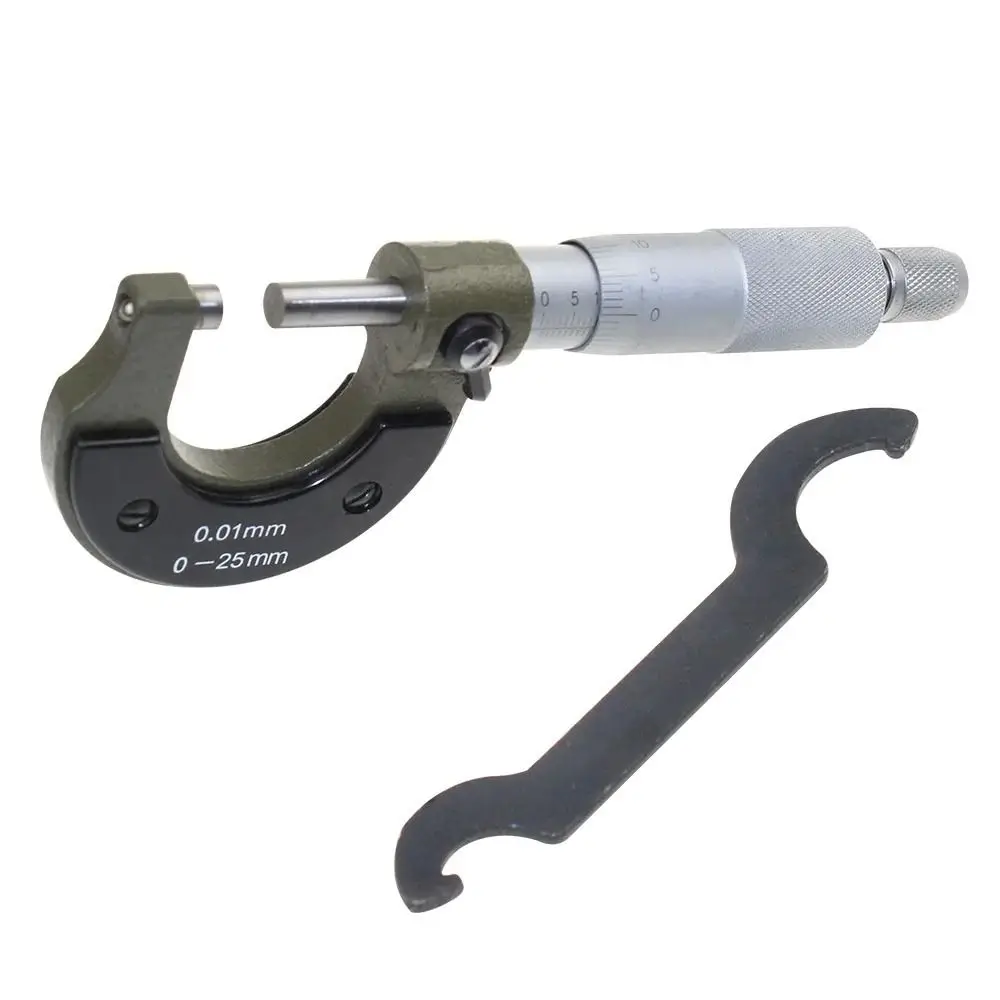 炭素鋼外側マイクロメーター 0-25mm スレッドスケール機械式マイクロキャリパー硬質合金チップハンドツールマイクロメーターゲージ