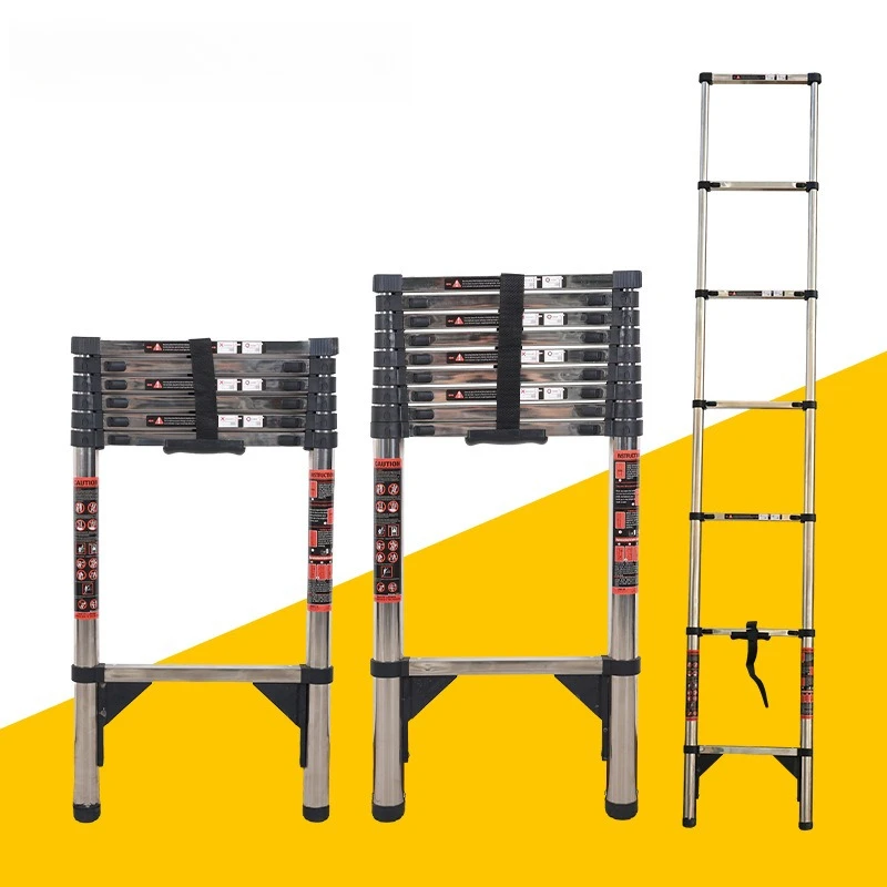 Stainless Steel Stools Single Sided Telescopic Step Ladders Portable Retractable Extension Home Maintenance Light Construction
