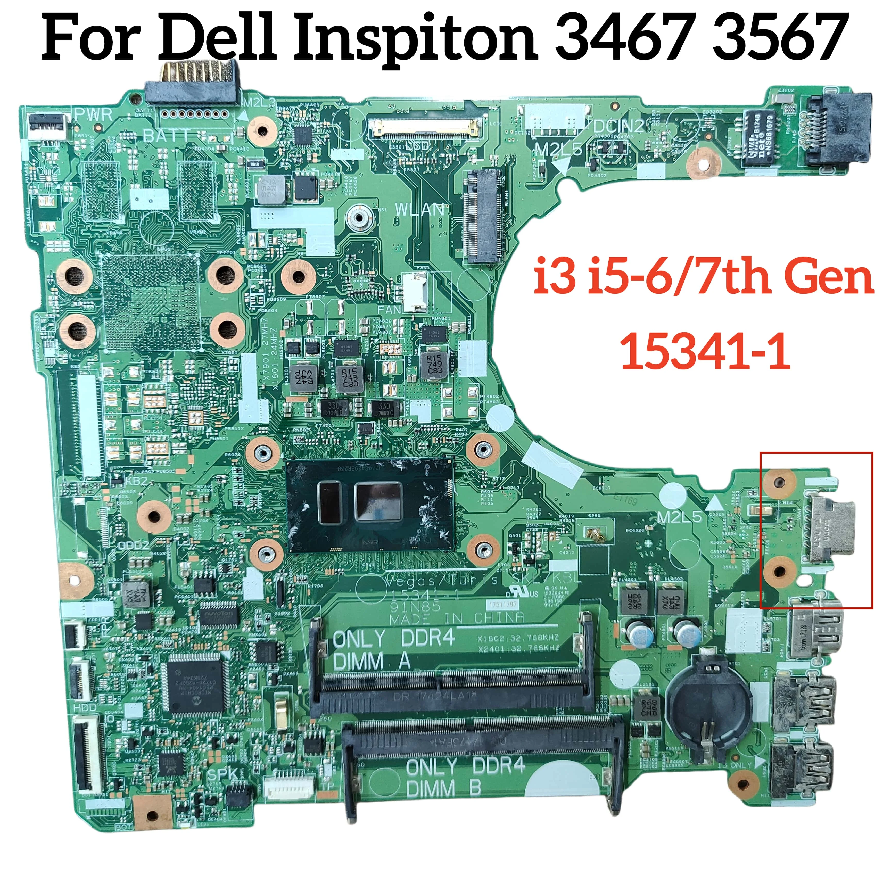 15341-1 placa-mãe para dell placa base con procesador placa-mãe do portátil placa mãe rx 6600 com i3 、i5 cpu ddr4 100% testado