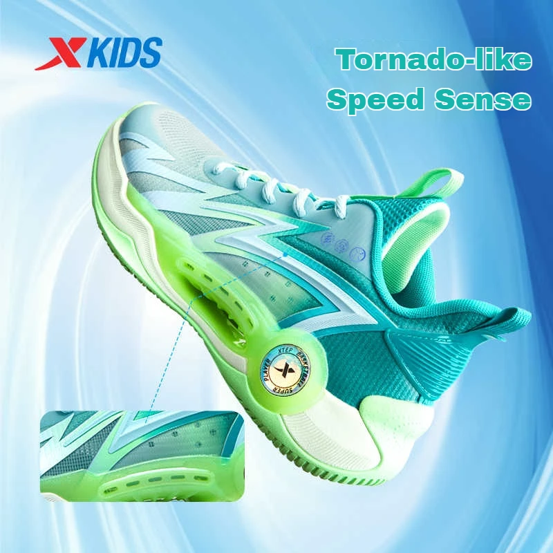 Xtep Children's Basketball Shoes 2025 Spring Soft Sole Lightweight Shock-Absorption Stability Sneaker For Boys 675215129162