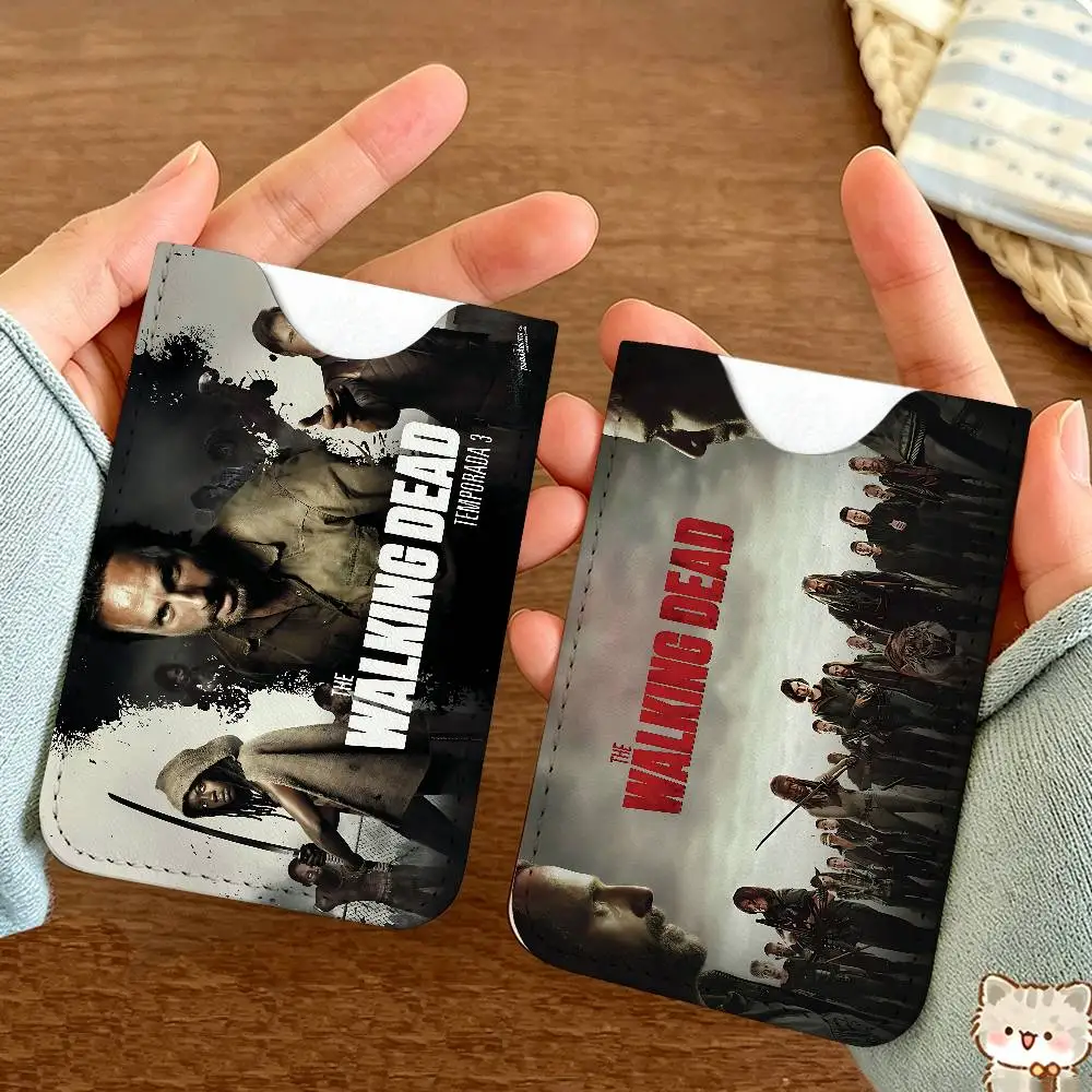Horror TV The Walking Dead Light and thin mini bag small and portable bus card protective leather case for men and women