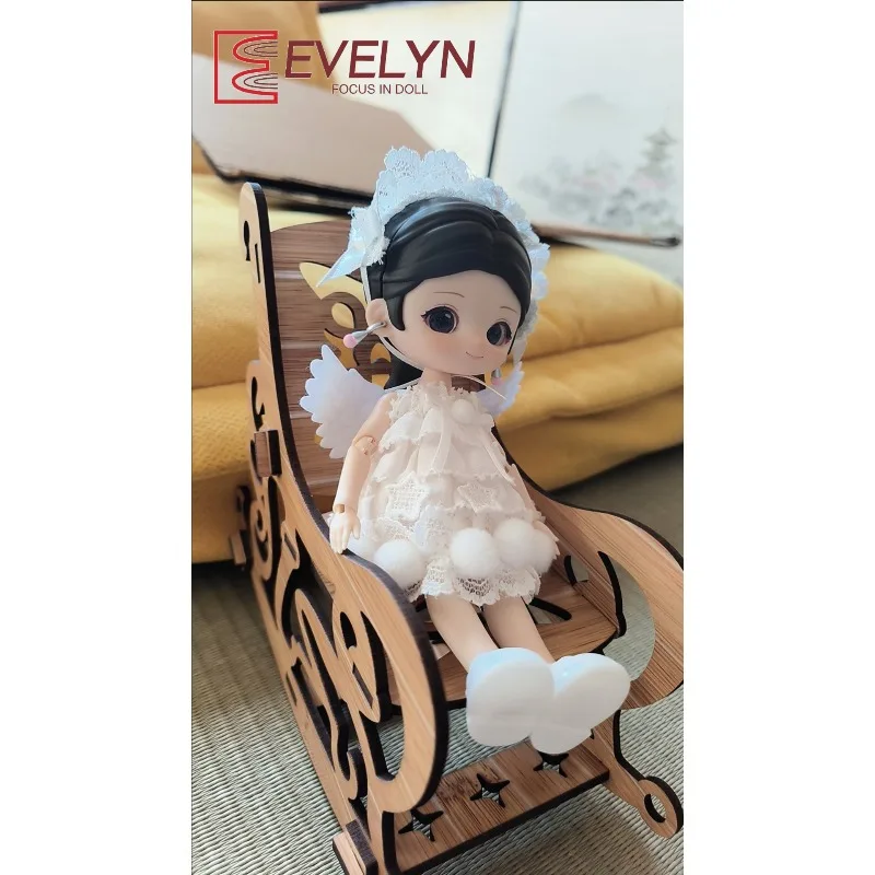 エブリン木製ミニ中国風レトロ中空工芸ロッキングチェアスツール家具モデルDIY風景装飾オーナメント