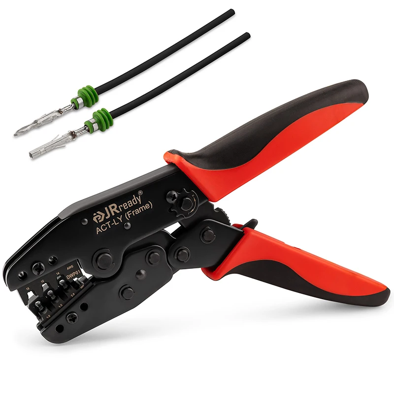 

JRready-ST2159 Weather Pack Crimping Tool for Delphi APTIV, Ratcheting Crimper for 18-14AWG Stamped Terminals, One Cycle Crimper