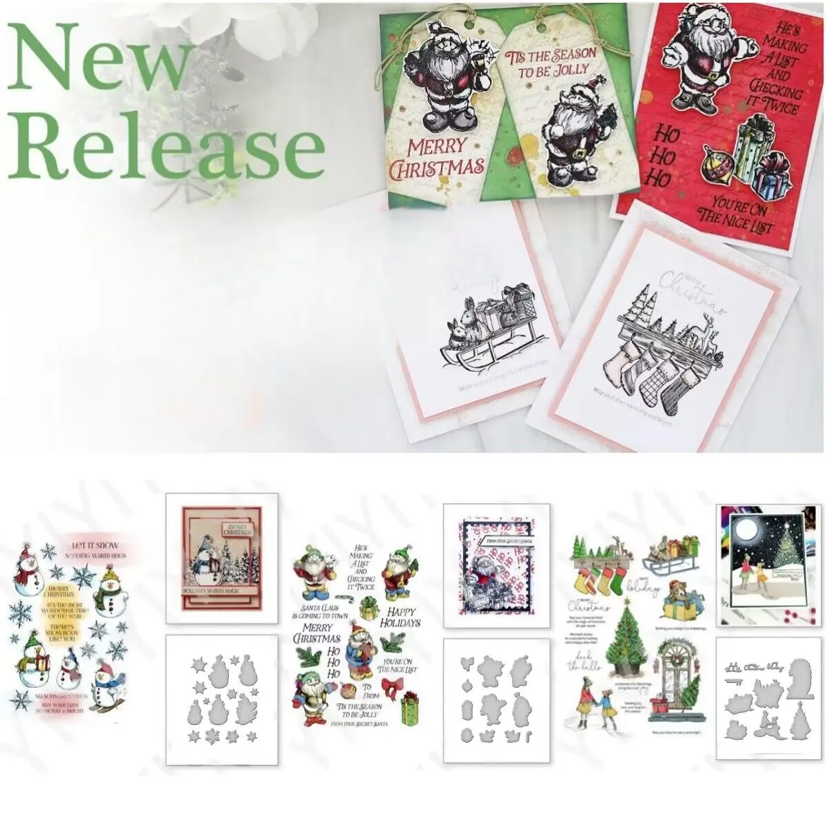 

Christmas Santas Tree Snowmen Clear Stamps Metal Cutting Dies DIY Greeting Card Making Scrapbook Craft Paper Decoration New 2024