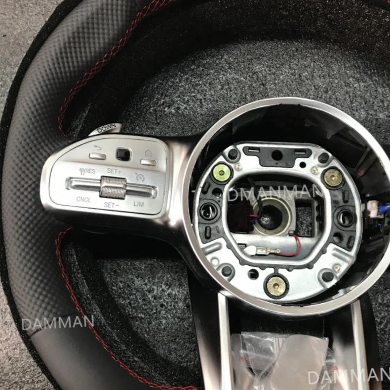 Perforated Leather Steering Wheel With Button For Mercedes Benz AMG GT W205 W204 W177 W213 2010+ Car Modification Accessories