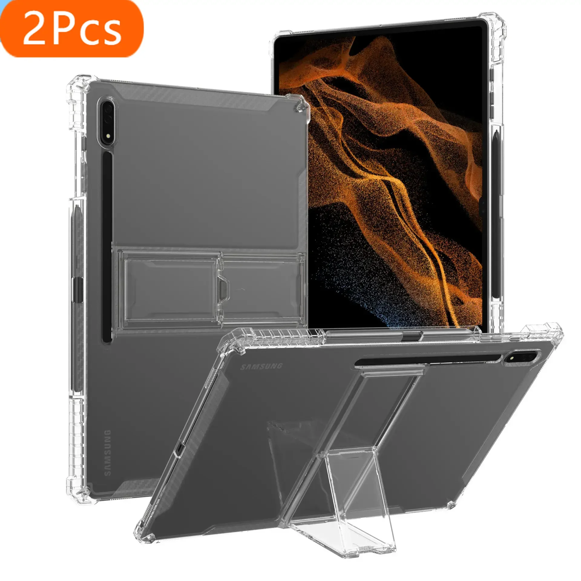 2-個サムスンギャラクシータブ-s8-ウルトラ-146-ケース-2022-sm-x900-sm-x906-タブレットカバー耐衝撃クリア-tpu-アクリル-s-ペンホルダースタンド