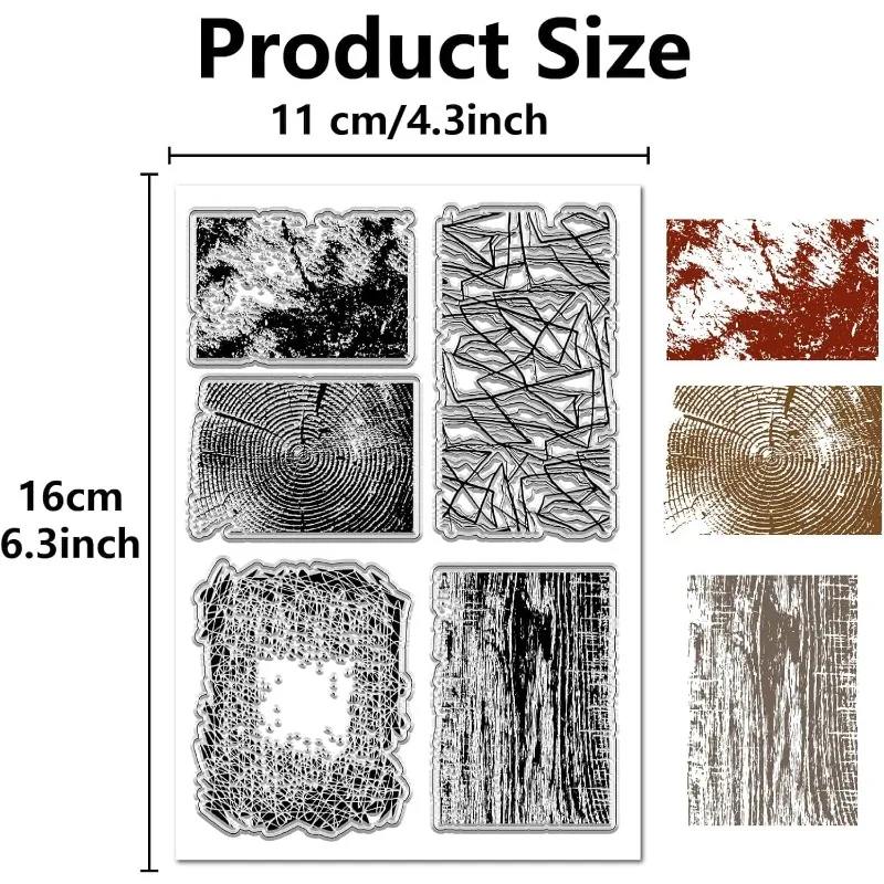 1 arkusz teksturowanych przezroczystych gumowych stempli w tle Vintage Wood Grain Rock Grain Przezroczyste silikonowe pieczęcie do pisania dzienników