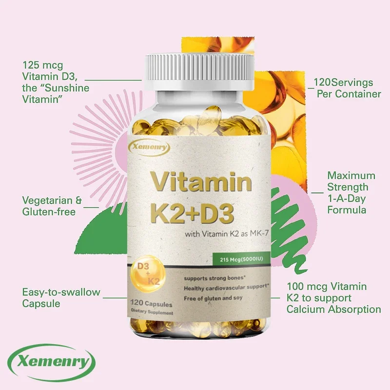 Vitamin K2 D3 Supplement Multivitamin To Boost Immunity and Support Healthy Teeth, Bones, Heart and Joints 120 Capsules