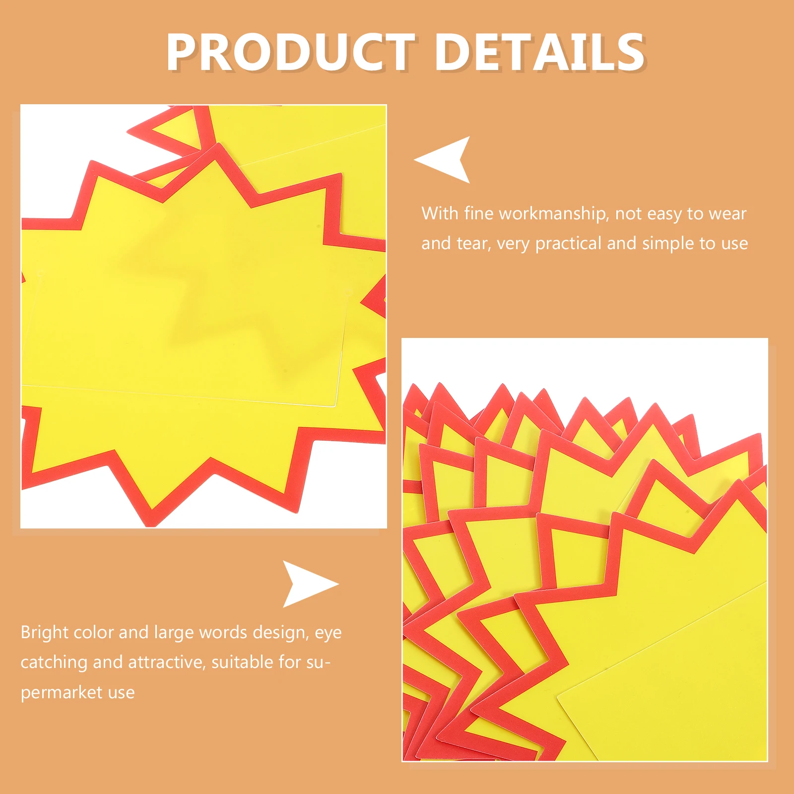 

10pcs Supermarket Tags Retail Signs Paper Price Tags Blank Price Labels Bright Color Large Words Smooth Paper Lightweight