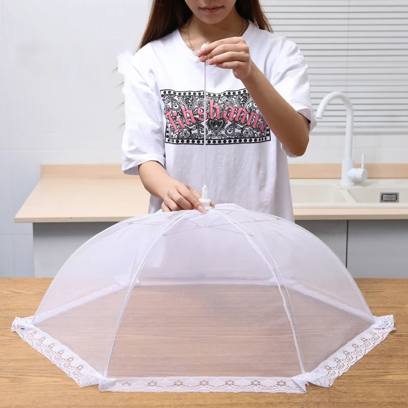 1PC Portable Umbrella Style Food Cover Anti Mosquito Meal Cover Lace Table Home Using Food Cover Kitchen Gadgets Cooking Tools