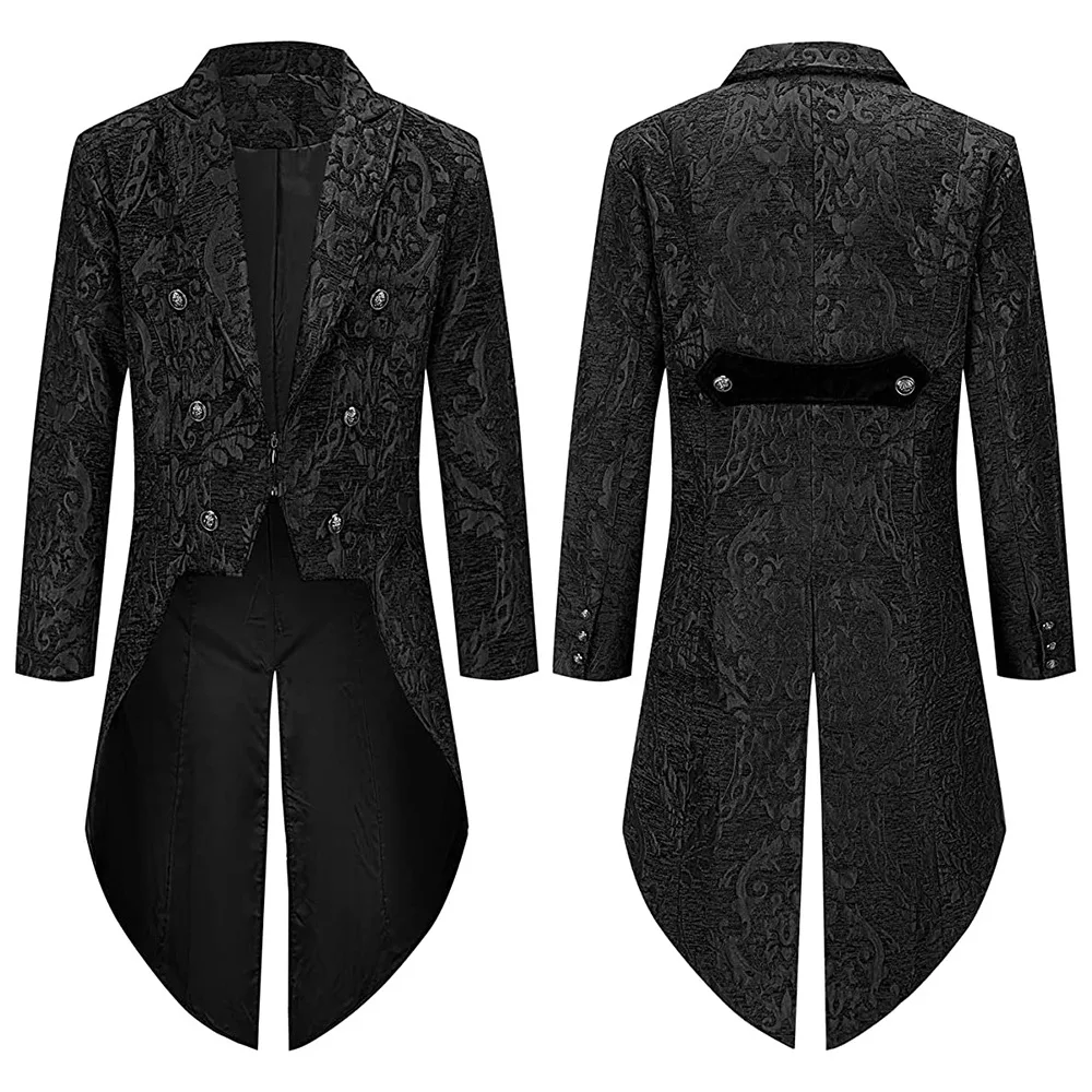 

Men's Steampunk Gothic Jacket - Victorian Era Military Coat with Brass Details, Stage Performance Costume