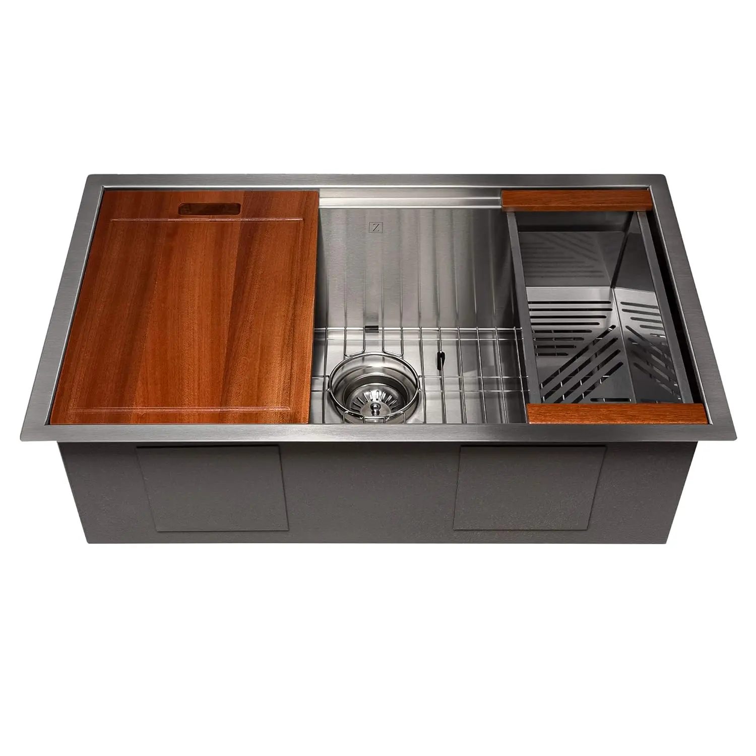 

30 in Undermount Single Bowl Stainless Steel Kitchen Sink with Bottom Grid Accessories, Custom